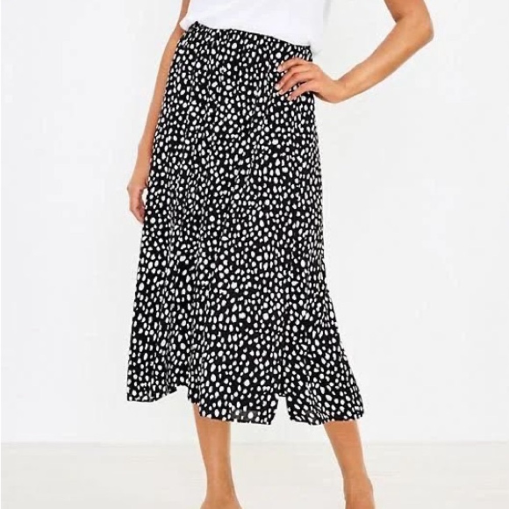 NWT LOFT Dotted Smocked Midi Skirt
